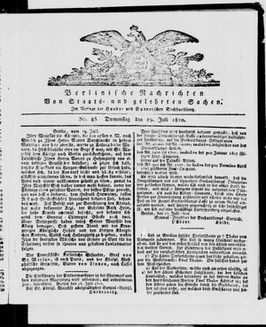 Berlinische Nachrichten von Staats- und gelehrten Sachen vom 19.07.1810