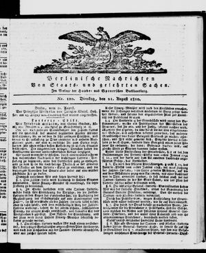 Berlinische Nachrichten von Staats- und gelehrten Sachen vom 21.08.1810