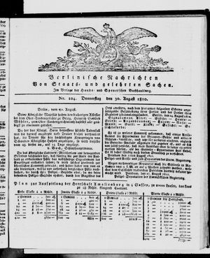 Berlinische Nachrichten von Staats- und gelehrten Sachen vom 30.08.1810