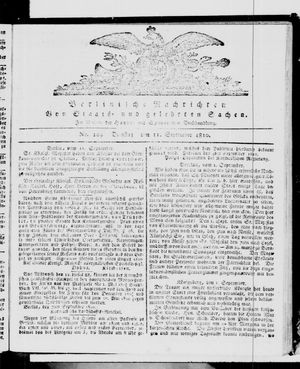 Berlinische Nachrichten von Staats- und gelehrten Sachen vom 11.09.1810