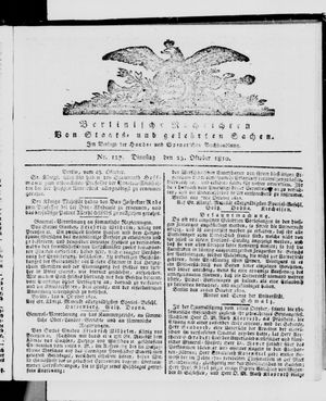 Berlinische Nachrichten von Staats- und gelehrten Sachen vom 23.10.1810