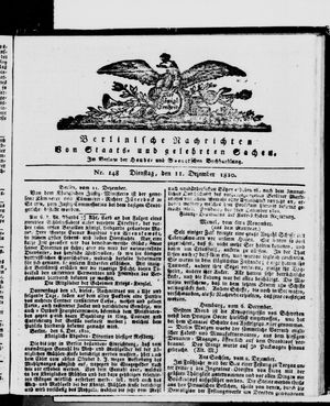 Berlinische Nachrichten von Staats- und gelehrten Sachen vom 11.12.1810