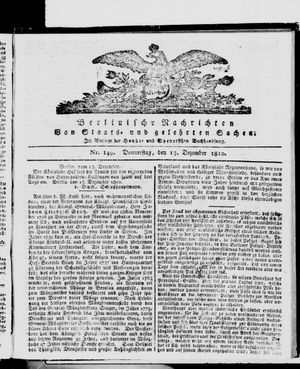 Berlinische Nachrichten von Staats- und gelehrten Sachen on Dec 13, 1810