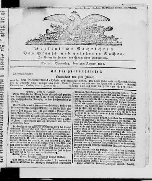 Berlinische Nachrichten von Staats- und gelehrten Sachen vom 03.01.1811