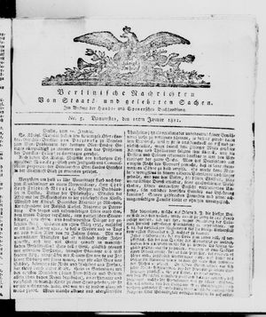Berlinische Nachrichten von Staats- und gelehrten Sachen vom 10.01.1811
