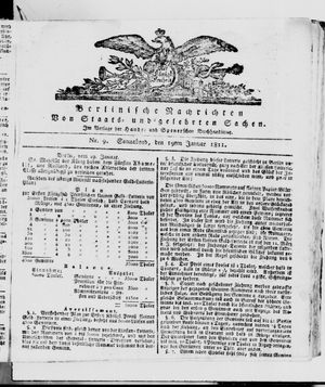 Berlinische Nachrichten von Staats- und gelehrten Sachen vom 19.01.1811