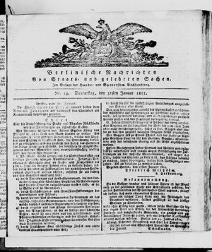 Berlinische Nachrichten von Staats- und gelehrten Sachen vom 31.01.1811