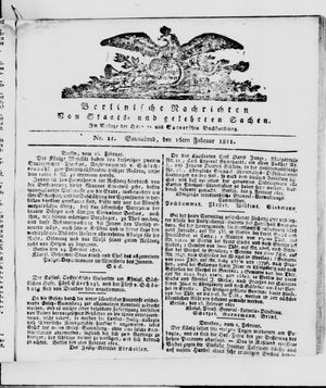 Berlinische Nachrichten von Staats- und gelehrten Sachen vom 16.02.1811