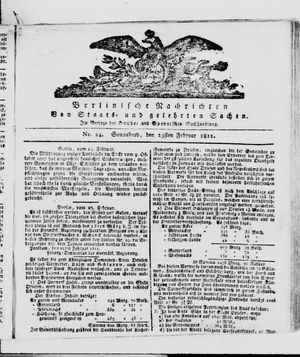 Berlinische Nachrichten von Staats- und gelehrten Sachen vom 23.02.1811