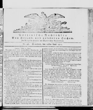 Berlinische Nachrichten von Staats- und gelehrten Sachen vom 20.04.1811
