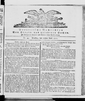 Berlinische Nachrichten von Staats- und gelehrten Sachen on Apr 23, 1811