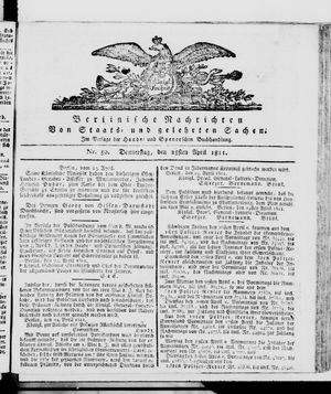 Berlinische Nachrichten von Staats- und gelehrten Sachen on Apr 25, 1811