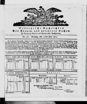 Berlinische Nachrichten von Staats- und gelehrten Sachen vom 11.06.1811