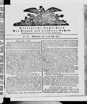 Berlinische Nachrichten von Staats- und gelehrten Sachen vom 15.06.1811