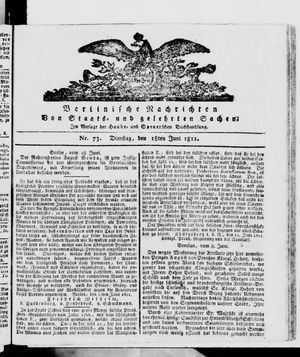 Berlinische Nachrichten von Staats- und gelehrten Sachen vom 18.06.1811