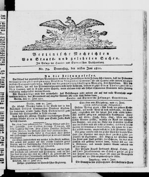 Berlinische Nachrichten von Staats- und gelehrten Sachen vom 20.06.1811