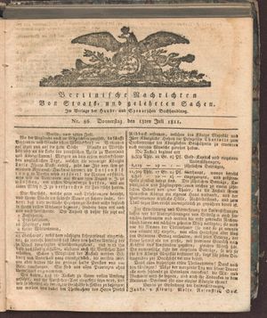 Berlinische Nachrichten von Staats- und gelehrten Sachen vom 18.07.1811