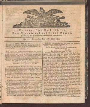 Berlinische Nachrichten von Staats- und gelehrten Sachen vom 25.07.1811