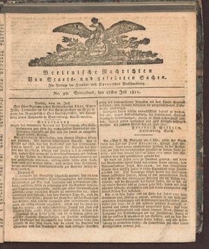 Berlinische Nachrichten von Staats- und gelehrten Sachen vom 27.07.1811