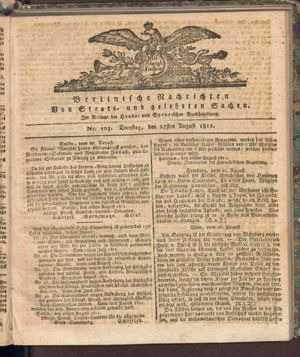 Berlinische Nachrichten von Staats- und gelehrten Sachen vom 27.08.1811