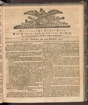 Berlinische Nachrichten von Staats- und gelehrten Sachen vom 12.09.1811