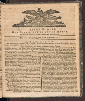 Berlinische Nachrichten von Staats- und gelehrten Sachen vom 26.09.1811