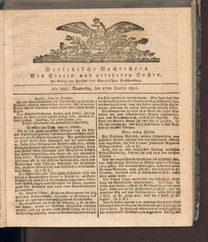 Berlinische Nachrichten von Staats- und gelehrten Sachen vom 17.10.1811
