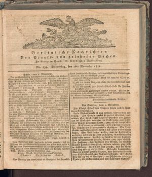 Berlinische Nachrichten von Staats- und gelehrten Sachen vom 07.11.1811