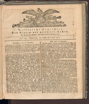 Berlinische Nachrichten von Staats- und gelehrten Sachen vom 28.11.1811