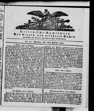 Berlinische Nachrichten von Staats- und gelehrten Sachen vom 18.02.1812