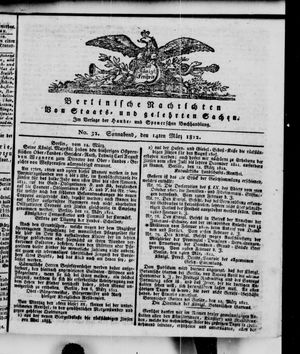 Berlinische Nachrichten von Staats- und gelehrten Sachen vom 14.03.1812
