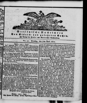 Berlinische Nachrichten von Staats- und gelehrten Sachen vom 07.04.1812