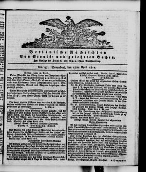 Berlinische Nachrichten von Staats- und gelehrten Sachen vom 18.04.1812