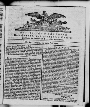 Berlinische Nachrichten von Staats- und gelehrten Sachen vom 14.07.1812