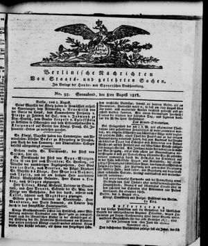 Berlinische Nachrichten von Staats- und gelehrten Sachen vom 08.08.1812