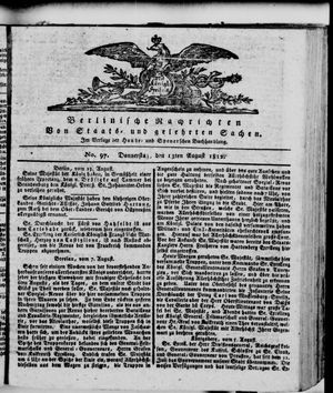 Berlinische Nachrichten von Staats- und gelehrten Sachen vom 13.08.1812