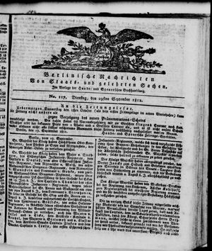 Berlinische Nachrichten von Staats- und gelehrten Sachen vom 29.09.1812