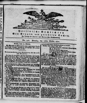 Berlinische Nachrichten von Staats- und gelehrten Sachen on Oct 20, 1812