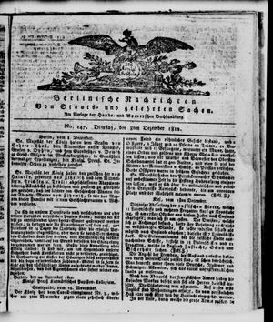 Berlinische Nachrichten von Staats- und gelehrten Sachen vom 08.12.1812