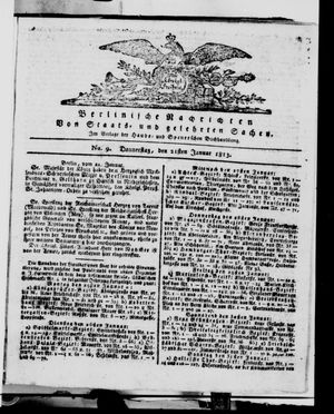 Berlinische Nachrichten von Staats- und gelehrten Sachen vom 21.01.1813