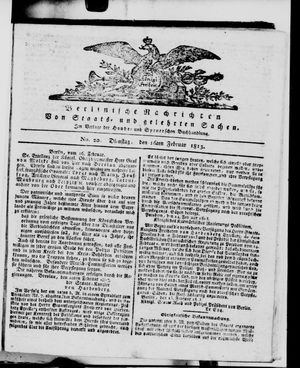 Berlinische Nachrichten von Staats- und gelehrten Sachen vom 16.02.1813