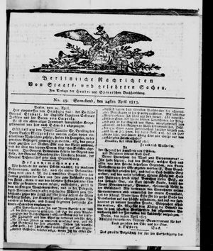 Berlinische Nachrichten von Staats- und gelehrten Sachen vom 24.04.1813