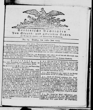 Berlinische Nachrichten von Staats- und gelehrten Sachen vom 22.06.1813