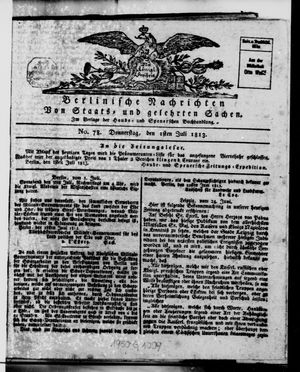 Berlinische Nachrichten von Staats- und gelehrten Sachen vom 01.07.1813