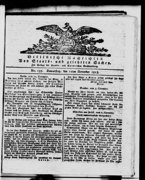 Berlinische Nachrichten von Staats- und gelehrten Sachen vom 11.11.1813