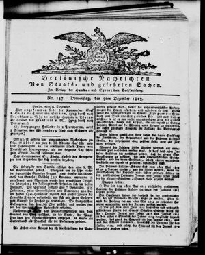Berlinische Nachrichten von Staats- und gelehrten Sachen vom 09.12.1813