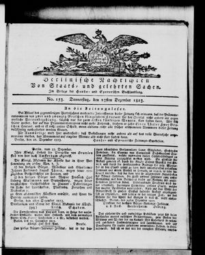 Berlinische Nachrichten von Staats- und gelehrten Sachen vom 23.12.1813