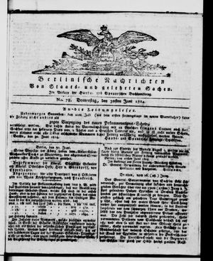 Berlinische Nachrichten von Staats- und gelehrten Sachen on Jun 30, 1814
