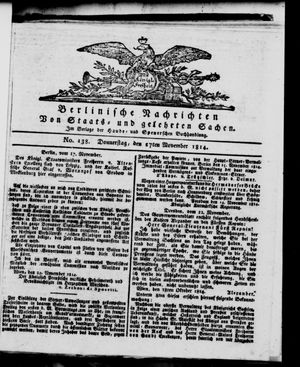 Berlinische Nachrichten von Staats- und gelehrten Sachen on Nov 17, 1814