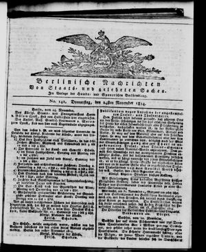 Berlinische Nachrichten von Staats- und gelehrten Sachen on Nov 24, 1814